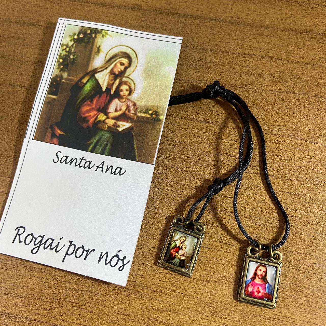 ESCAPULÁRIO DE COURO SANTA ANA (12 UNIDADES)