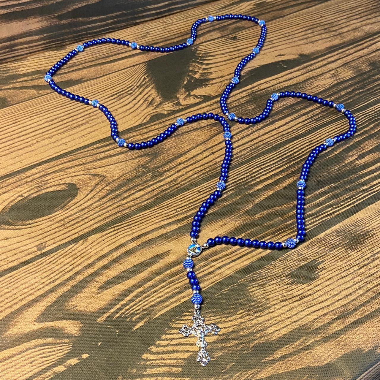 ROSÁRIO PÉROLA AZUL NOSSA SENHORA APARECIDA 8MM (1 UNIDADE)