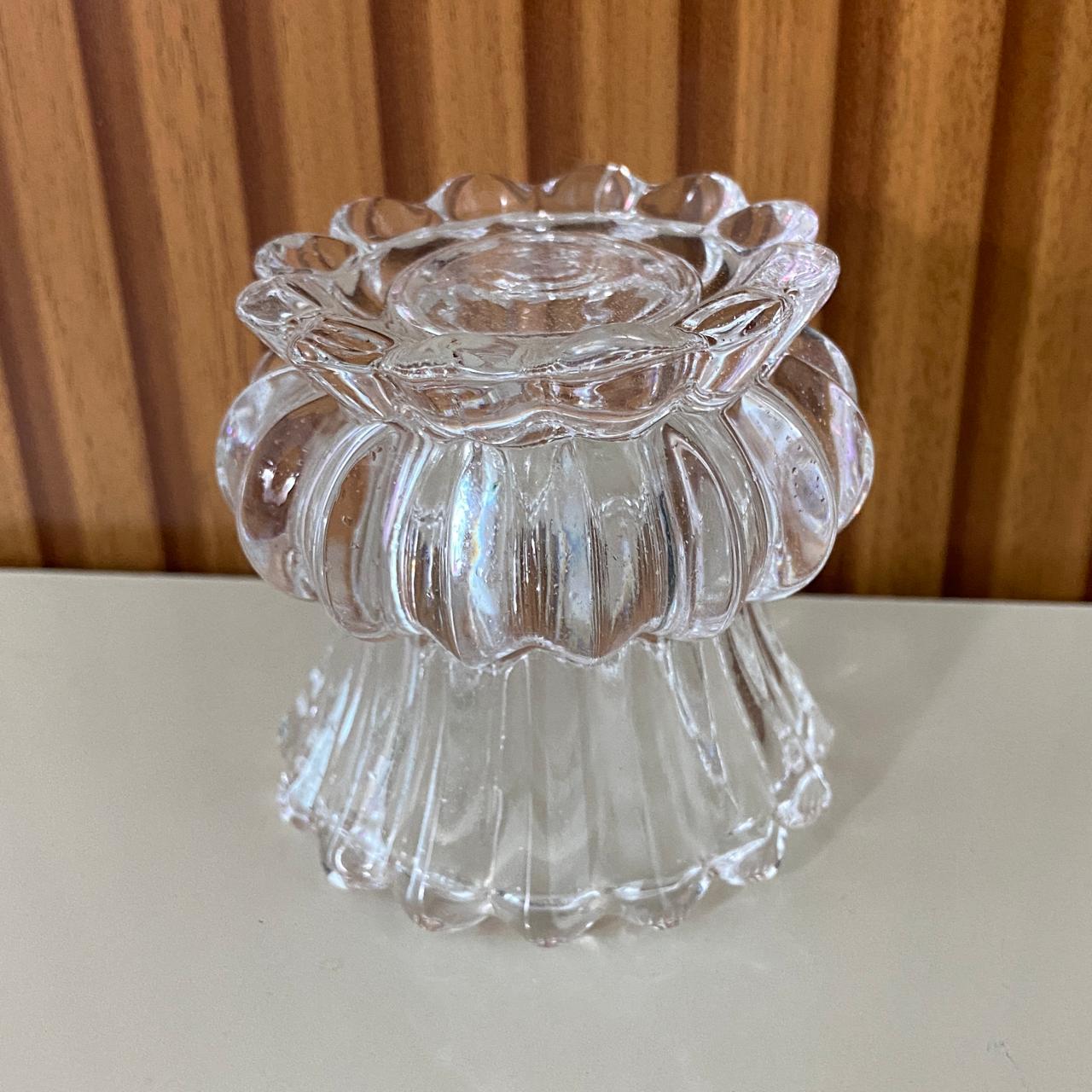 CASTIÇAL DE VIDRO DETALHADO 8CM (1 UNIDADE)