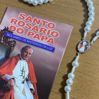 TERÇO PÉROLA PAPA JOÃO PAULO II 8MM (1 UNIDADE)