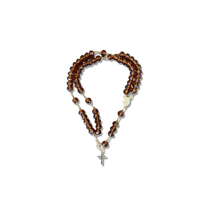 TERÇO PULSEIRA CRISTAL CARAMELO (3 UNIDADES)