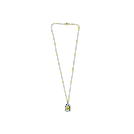 CORRENTE DOURADA OVAL NOSSA SENHORA APARECIDA COM STRASS AZUL (3 UNIDADES)