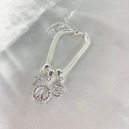 PULSEIRA NÍQUEL REDONDO NOSSA SENHORA APARECIDA COM STRASS BRANCO (6 UNIDADES)