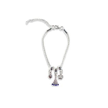 PULSEIRA NÍQUEL NOSSA SENHORA APARECIDA COM STRASS AZUL (6 UNIDADES)