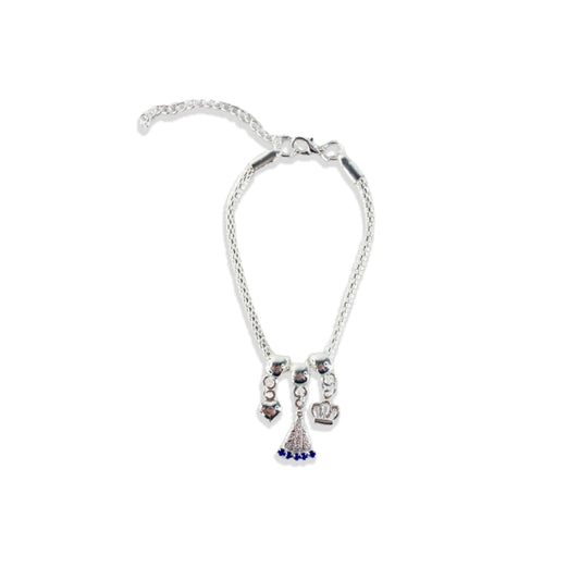 PULSEIRA NÍQUEL NOSSA SENHORA APARECIDA COM STRASS AZUL (6 UNIDADES)
