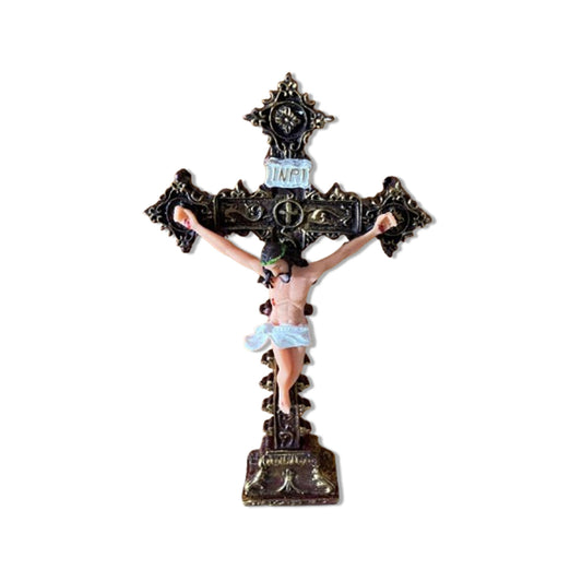 CRUCIFIXO DE RESINA NACIONAL MESA 18CM (1 UNIDADE)