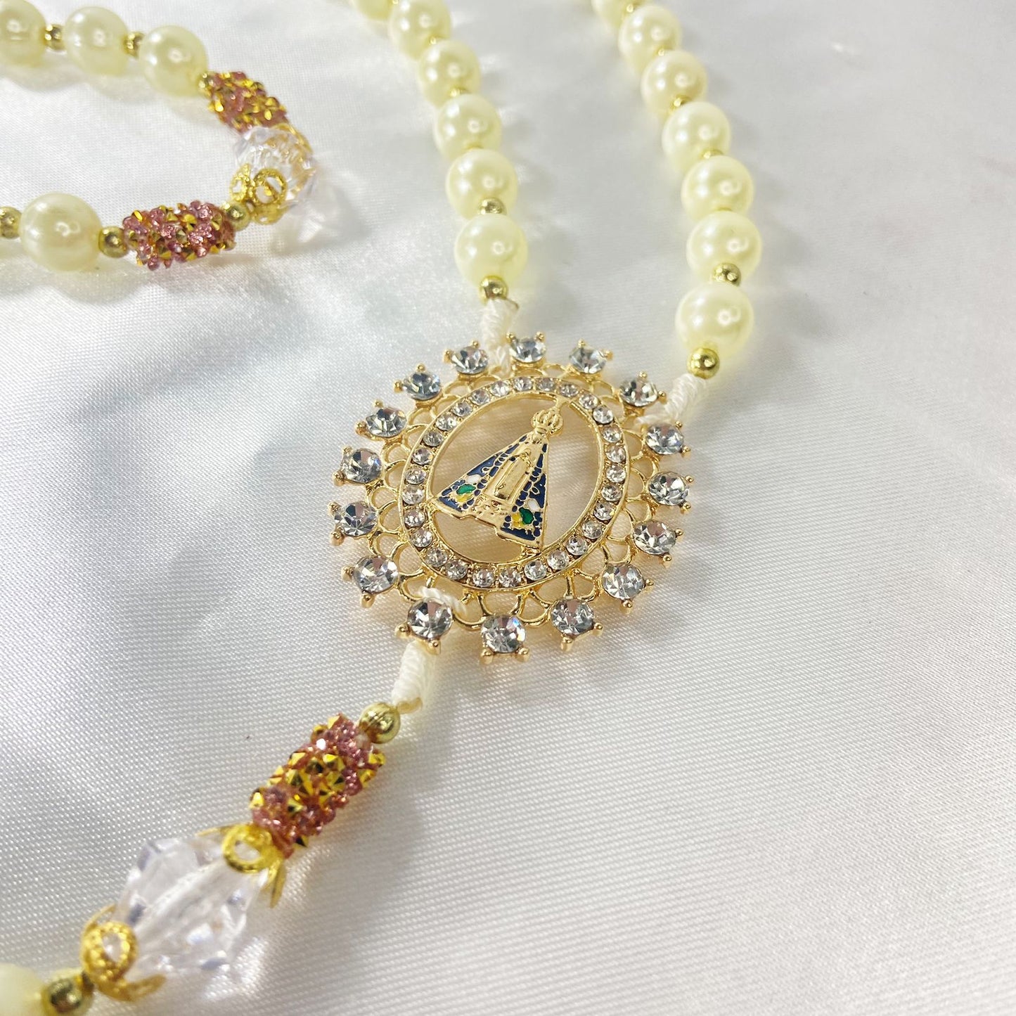TERÇO DE NOIVA PÉROLA NOSSA SENHORA APARECIDA MOD2 10MM (1 UNIDADE)