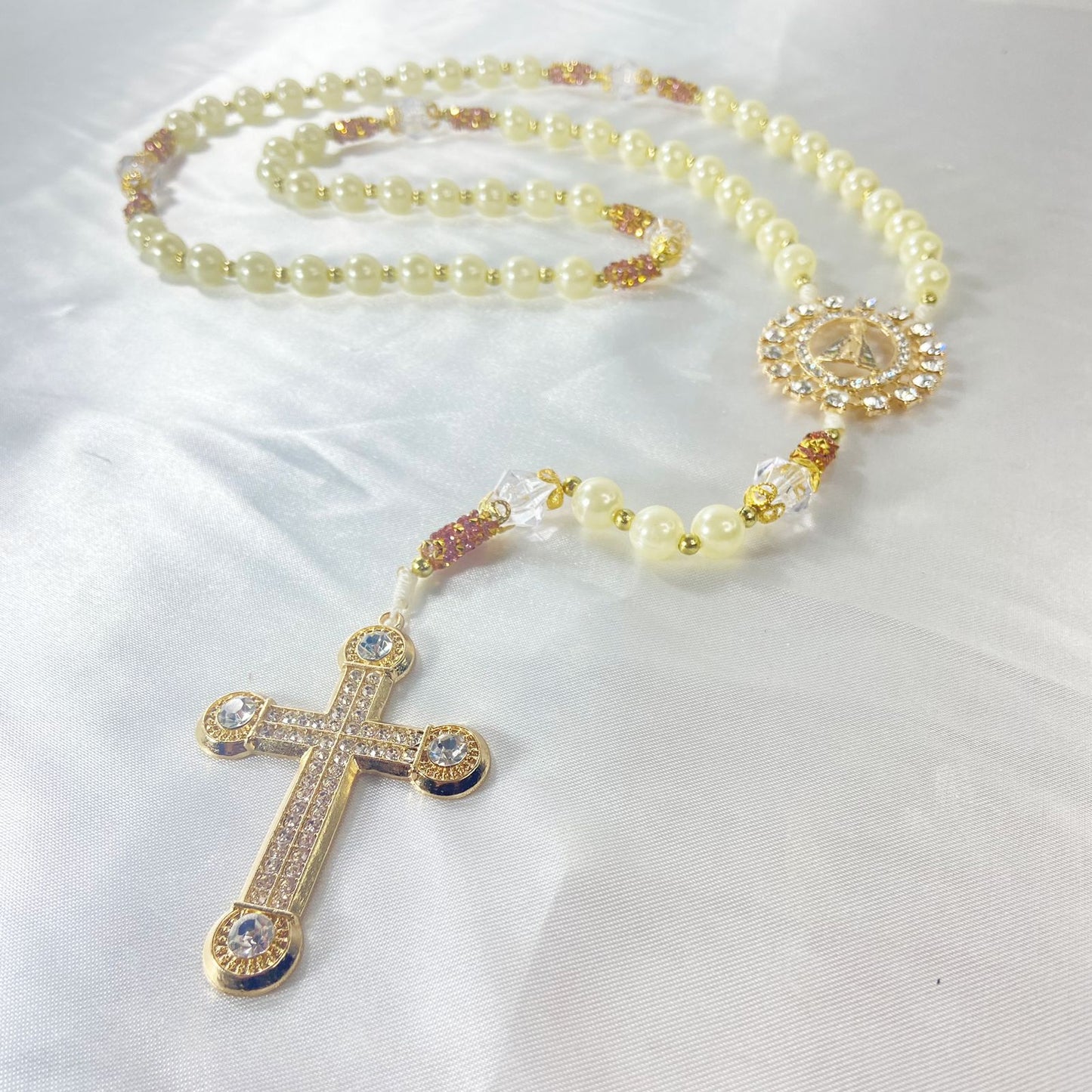 TERÇO DE NOIVA PÉROLA NOSSA SENHORA APARECIDA MOD2 10MM (1 UNIDADE)