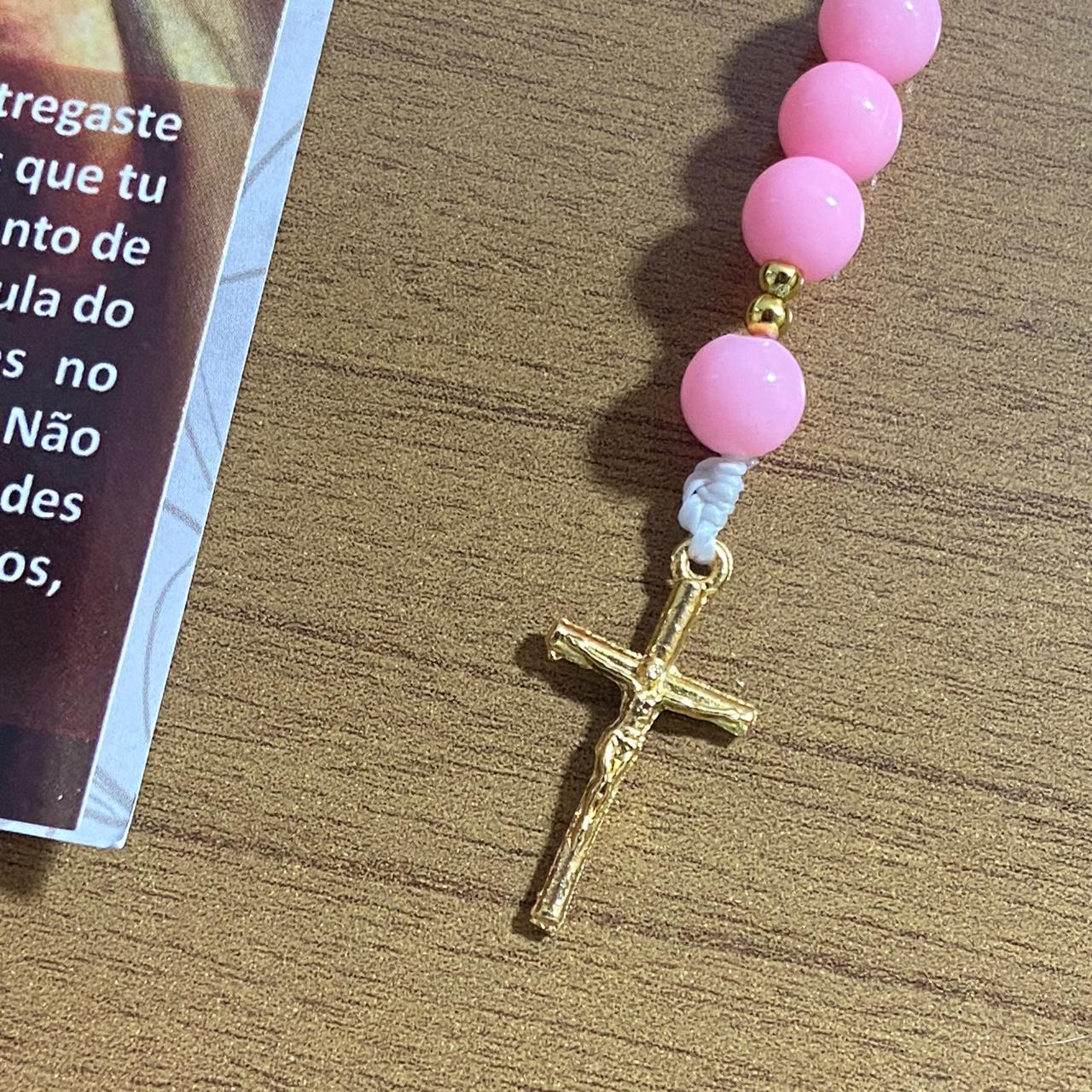 TERÇO PÉROLA ROSA SANTA TERESINHA 8MM (1 UNIDADE)