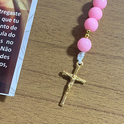 TERÇO PÉROLA ROSA SANTA TERESINHA 8MM (1 UNIDADE)