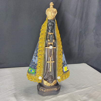 IMAGEM DE GESSO NOSSA SENHORA APARECIDA COM MANTO 33CM (1 UNIDADE)