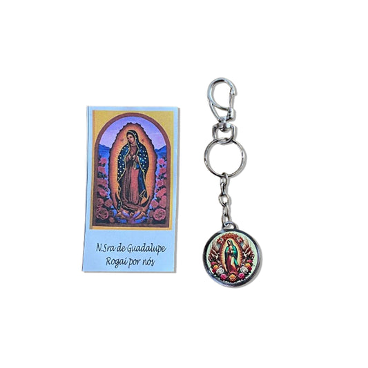 CHAVEIRO METAL DUPLA FACE COM MOSQUETE NOSSA SENHORA DE GUADALUPE (6 UNIDADES)