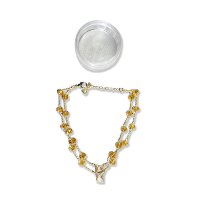 PULSEIRA ESCAPULARIO CRISTAL BEGE TRANSPARENTE (3 UNIDADES)