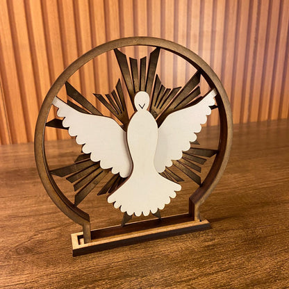 ADORNO DE MESA MDF MANDALA DIVINO ESPÍRITO SANTO 14,5CM (1 UNIDADE)