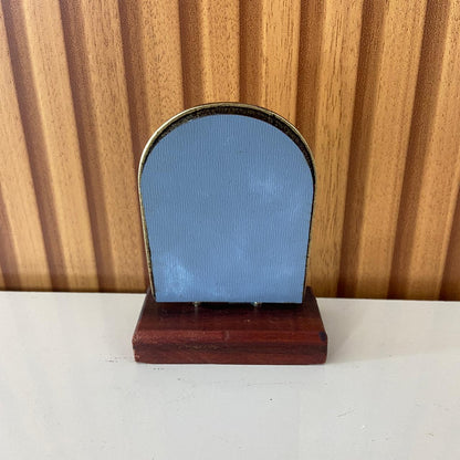 ADORNO DE MESA MADEIRA ESPELHADO SÃO MIGUEL ARCANJO METAL OURO VELHO 9,8CM (1 UNIDADE)