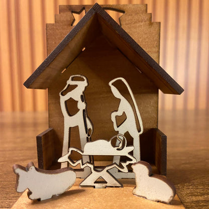 PRESÉPIO MDF  5 PEÇAS 9,5X6,5CM (1 UNIDADE)