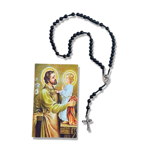 TERÇO PÉROLA PRETA SÃO JOSÉ  8MM (1 UNIDADE)