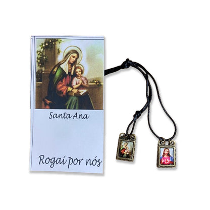 ESCAPULÁRIO DE COURO SANTA ANA (12 UNIDADES)