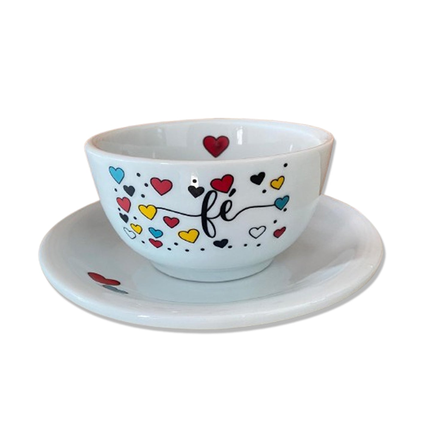 TIGELA DE PORCELANA FÉ + PRATO 500ML (1 UNIDADE)