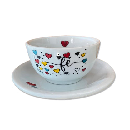 TIGELA DE PORCELANA FÉ + PRATO 500ML (1 UNIDADE)