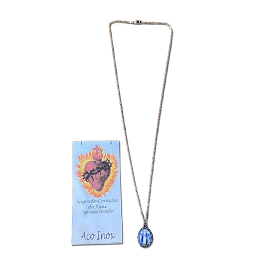 CORRENTE INOX COM MEDALHA RESINADA NOSSA SENHORA DAS GRAÇAS  (3 UNIDADES)