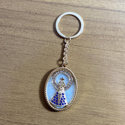 CHAVEIRO LUXO NOSSA SENHORA APARECIDA MADREPÉROLA COM STRASS MOD2 (6 UNIDADES)