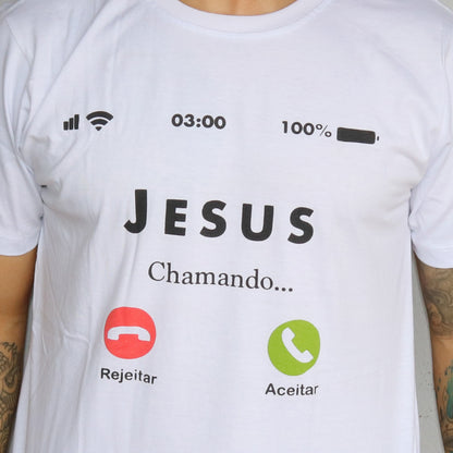 CAMISETA BEGE JESUS CHAMANDO TAMANHO PP (1 UNIDADE)