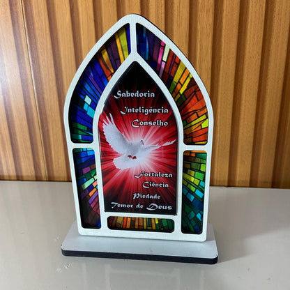 CAPELA MDF VITRAL DIVINO ESPÍRITO SANTO 18CM (1 UNIDADE)