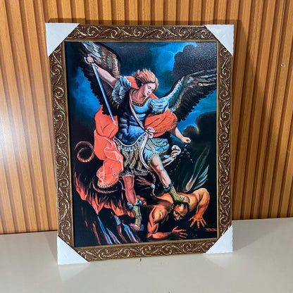 QUADRO COM MOLDURA RESINADO SÃO MIGUEL ARCANJO 44CMX34CM (1 UNIDADE)