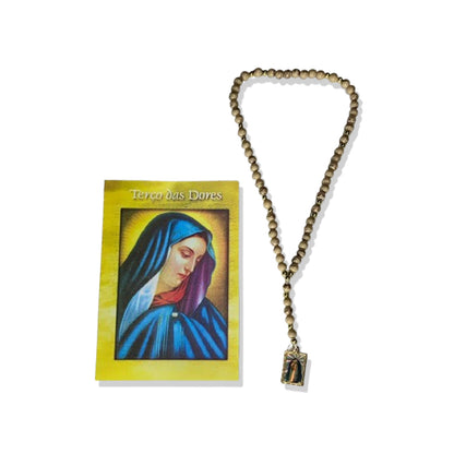 TERÇO PÉROLA BEGE NOSSA SENHORA DAS DORES MOD2 6MM (1 UNIDADE)