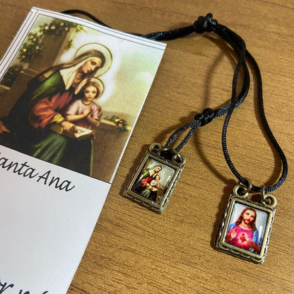 ESCAPULÁRIO DE COURO SANTA ANA (12 UNIDADES)