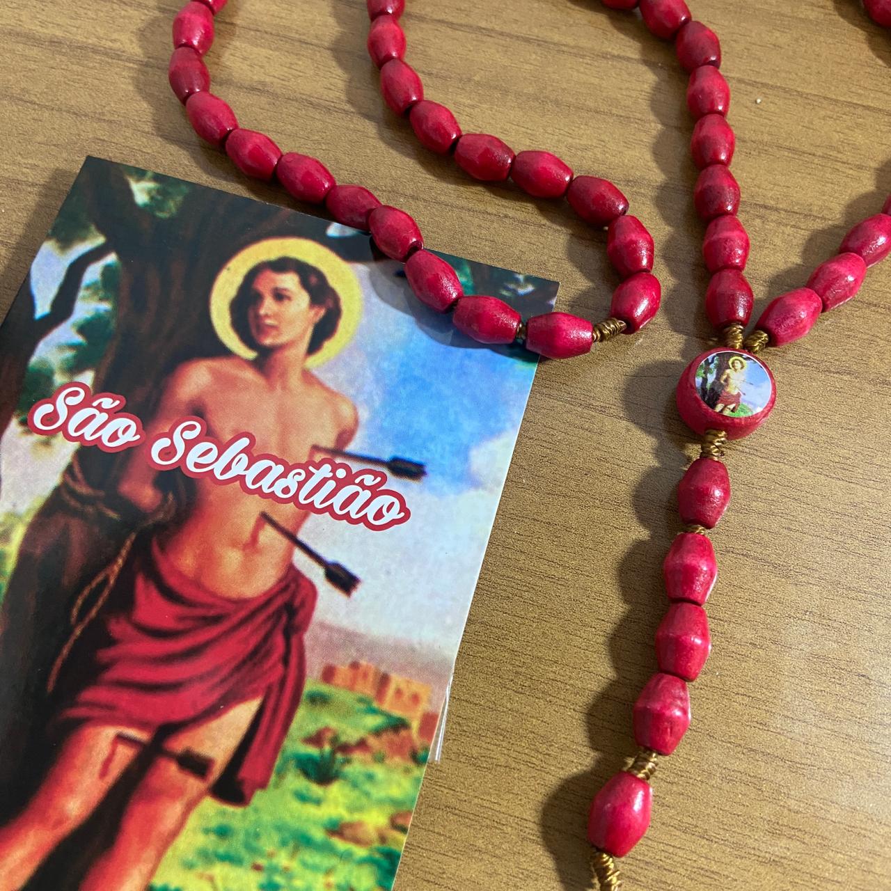 TERÇO DE MADEIRA SÃO SEBASTIÃO 8MM (3 UNIDADES)