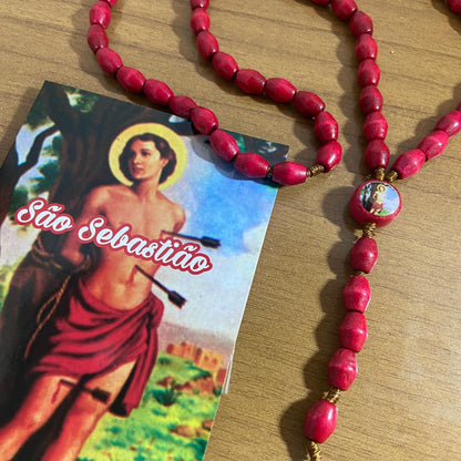 TERÇO DE MADEIRA SÃO SEBASTIÃO 8MM (3 UNIDADES)