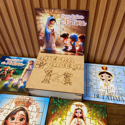 KIT QUEBRA CABEÇA INFANTIL MDF NOSSA SENHORA DE FÁTIMA (5 UNIDADE)