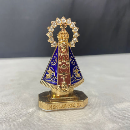 IMAGEM NOSSA SENHORA APARECIDA MARROM PARA CARRO COM STRASS (12 UNIDADES)