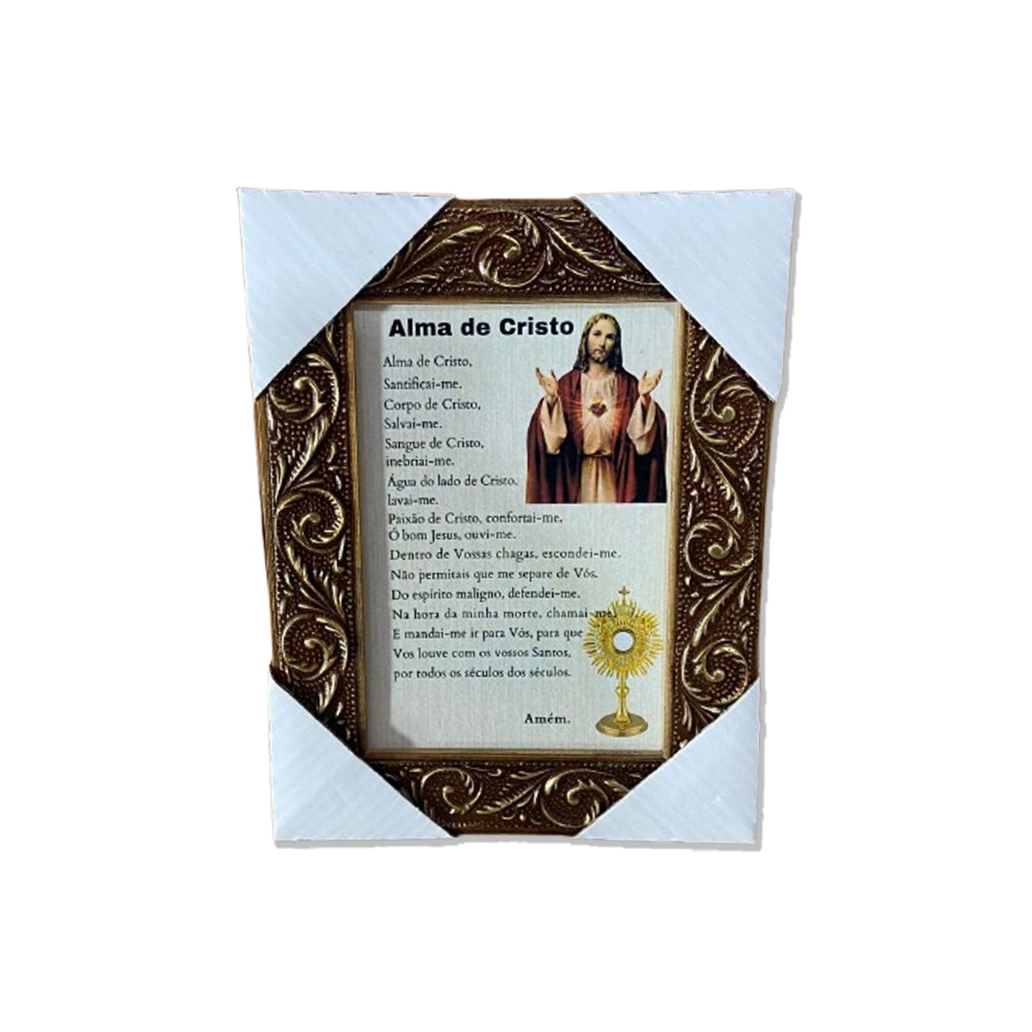 QUADRO COM MOLDURA RESINADO ORAÇÃO ALMA DE CRISTO  20,5X15,5 (1 UNIDADE)