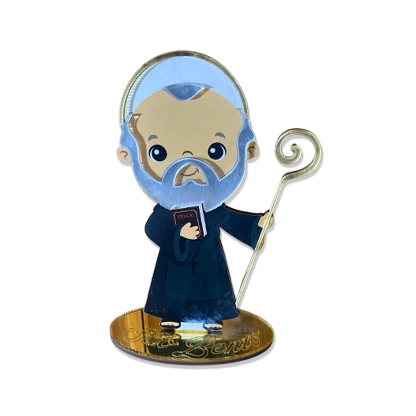 IMAGEM MDF INFANTIL SÃO BENTO COM ACRÍLICO 12CM (1 UNIDADE)