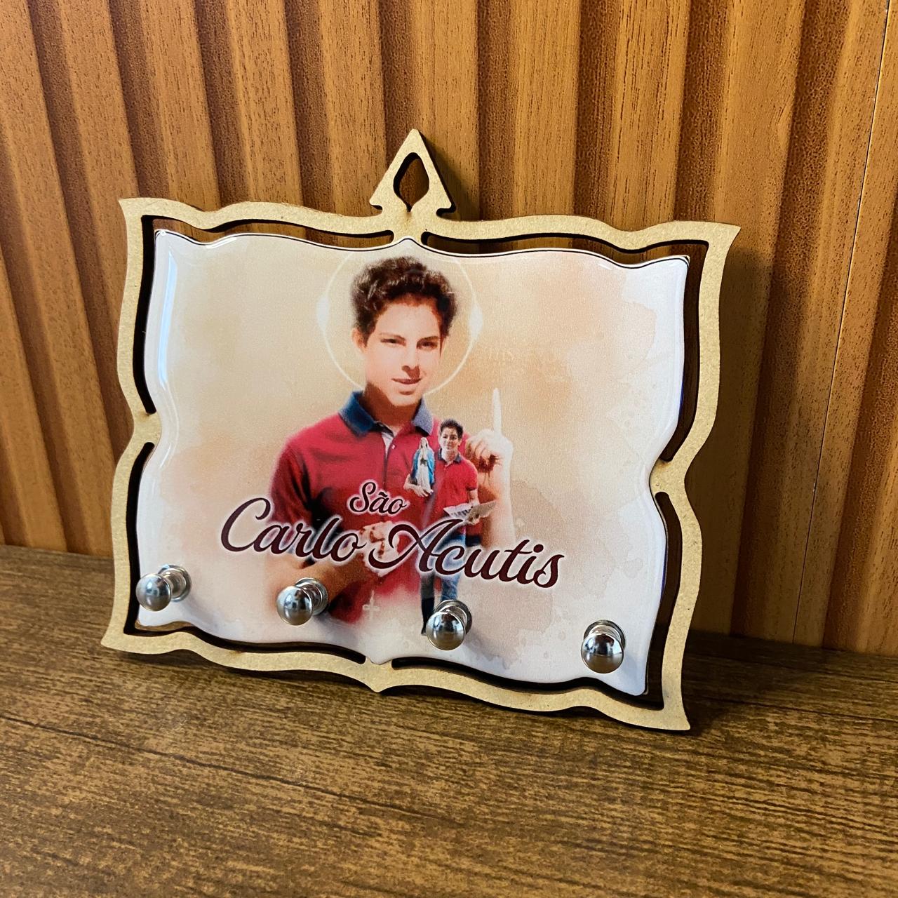 PORTA CHAVE RESINADO SÃO CARLO ACUTIS 14CM (1 UNIDADE)