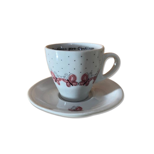 XÍCARA COM PIRES BORBOLETA ROSA 120ML (1 UNIDADE)