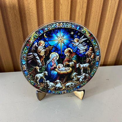 ADORNO DE MESA ACRÍLICO RESINADO PRESÉPIO MOD3 9,5CM (1 UNIDADE)