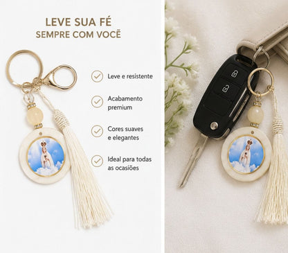 CHAVEIRO PÉROLA NOSSA DE FÁTIMA EM RESINA (1 UNIDADE)