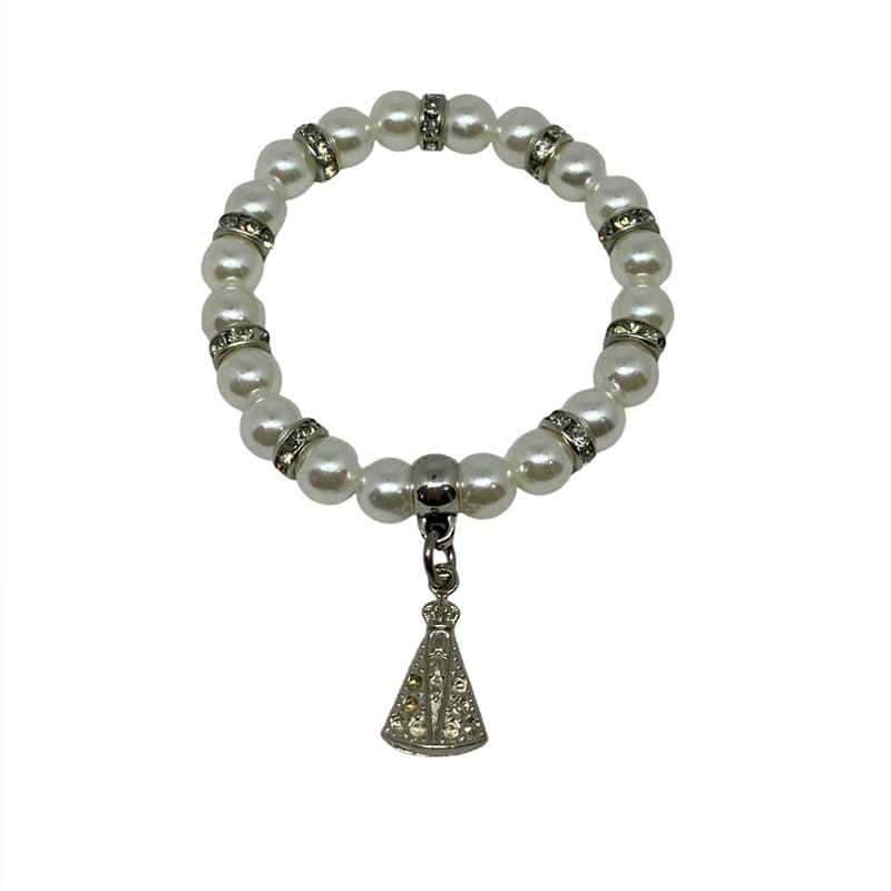 PULSEIRA PÉROLA NOSSA SENHORA APARECIDA BRANCO (6 UNIDADES)