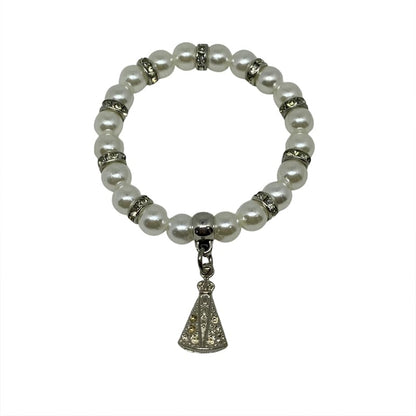 PULSEIRA PÉROLA NOSSA SENHORA APARECIDA BRANCO (6 UNIDADES)
