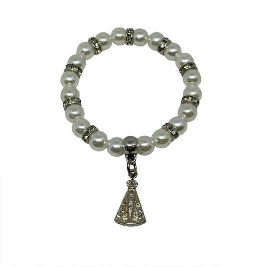PULSEIRA PÉROLA NOSSA SENHORA APARECIDA BRANCO (6 UNIDADES)