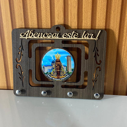 PORTA CHAVE VAZADO RESINADO NOSSA SENHORA APARECIDA AZUL 14CM (1 UNIDADE)