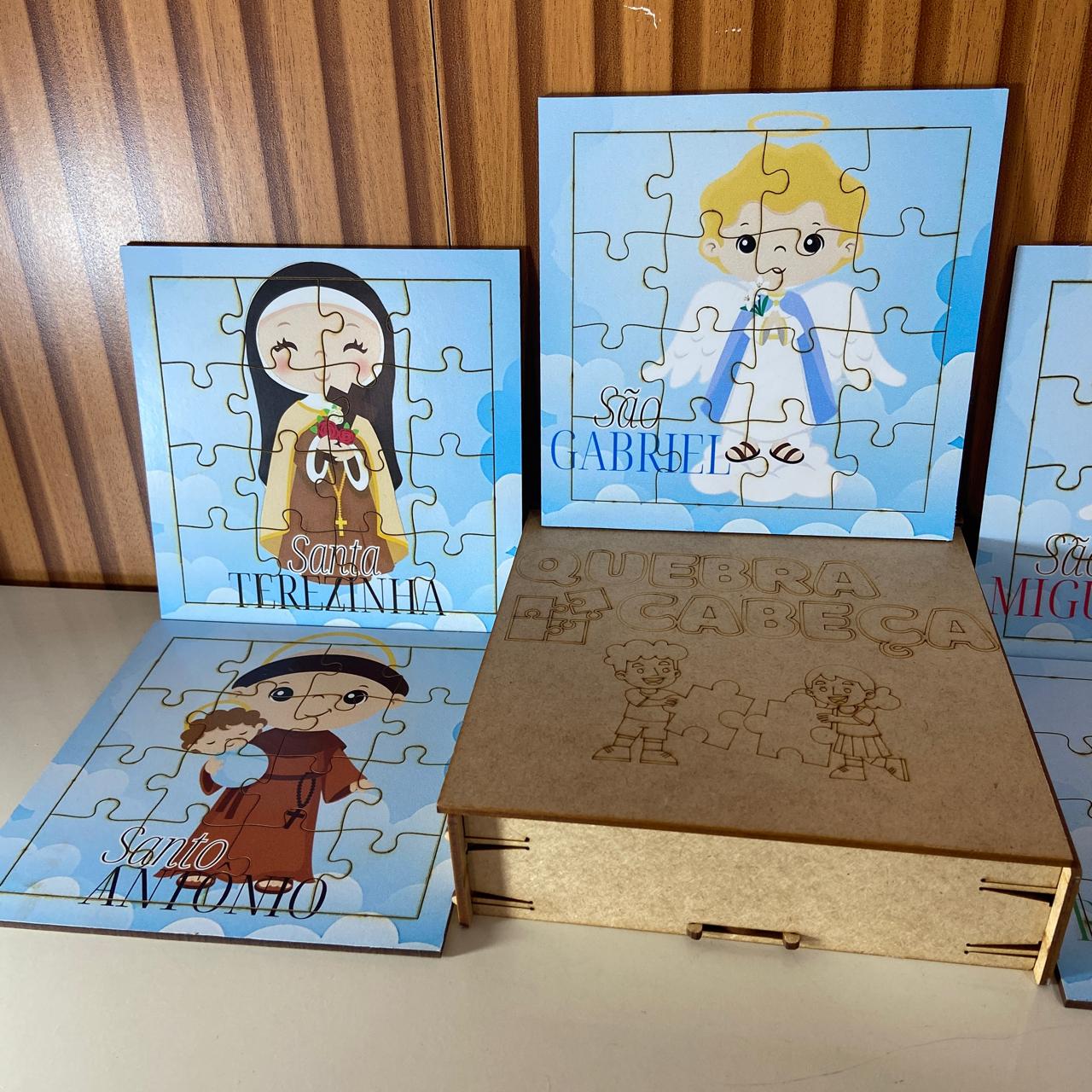 KIT QUEBRA CABEÇA INFANTIL MDF SANTOS SORTIDOS MOD2 (5 UNIDADE)