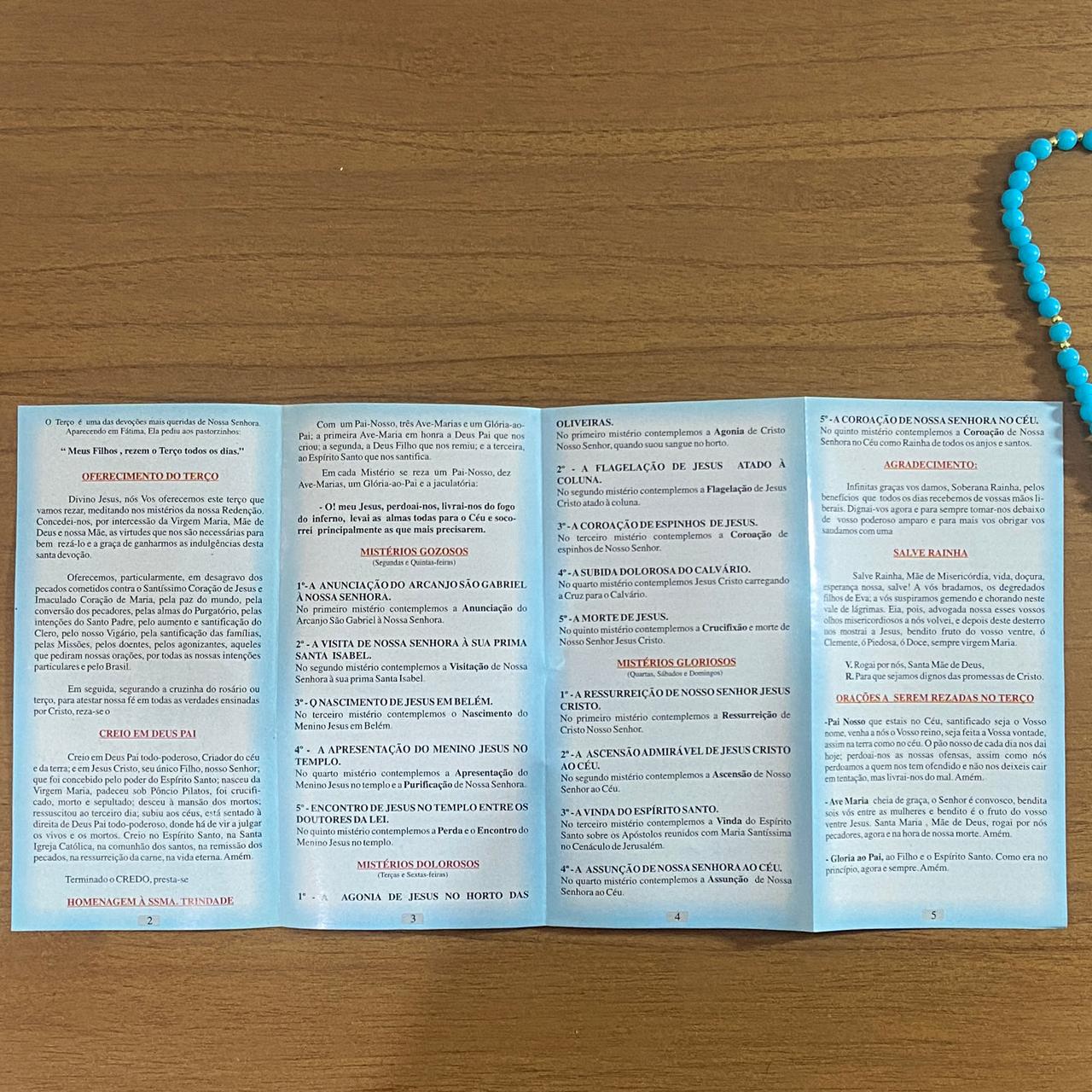 TERÇO PÉROLA AZUL NOSSA SENHORA APARECIDA 6MM (1 UNIDADE)