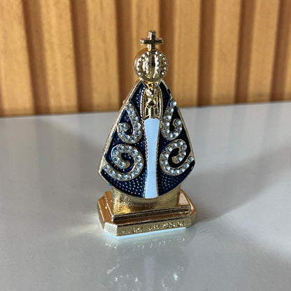 IMAGEM NOSSA SENHORA APARECIDA PARA CARRO COM STRASS BRANCO MOD6 5,8CM (12 UNIDADES)