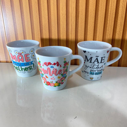 XÍCARA BRANCA MÃE - FRASES SORTIDAS 120ML (1 UNIDADE)