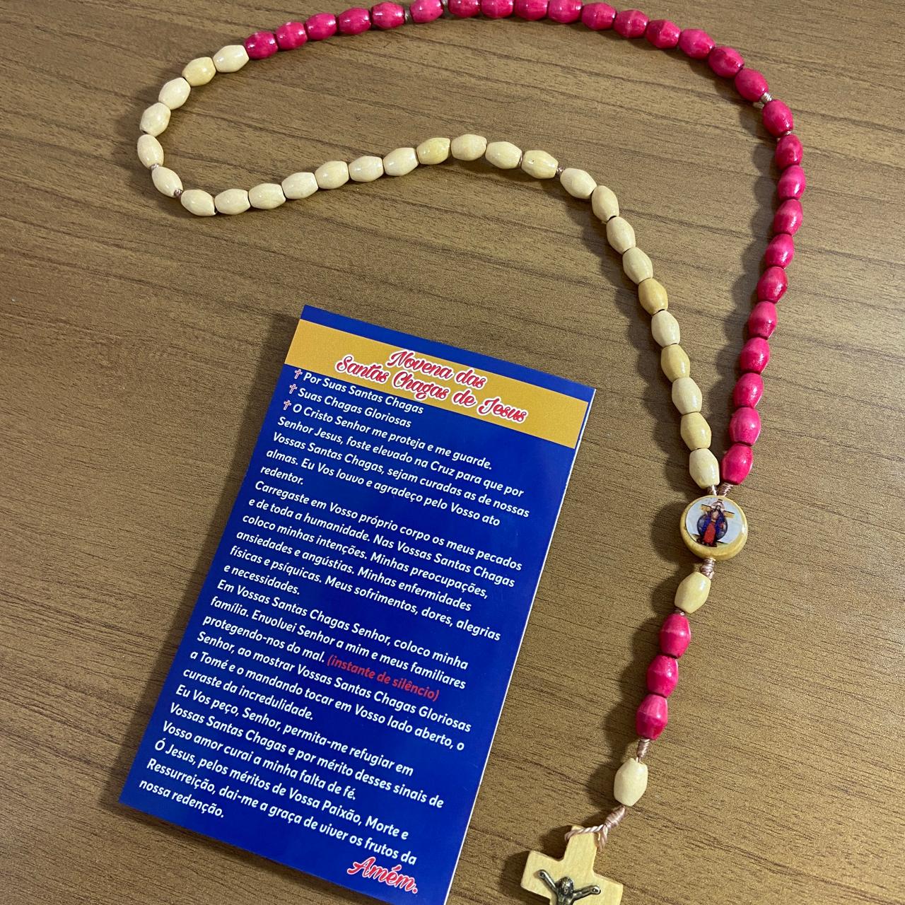 TERÇO DE MADEIRA SANTAS CHAGAS 8MM MOD3 (3 UNIDADES)